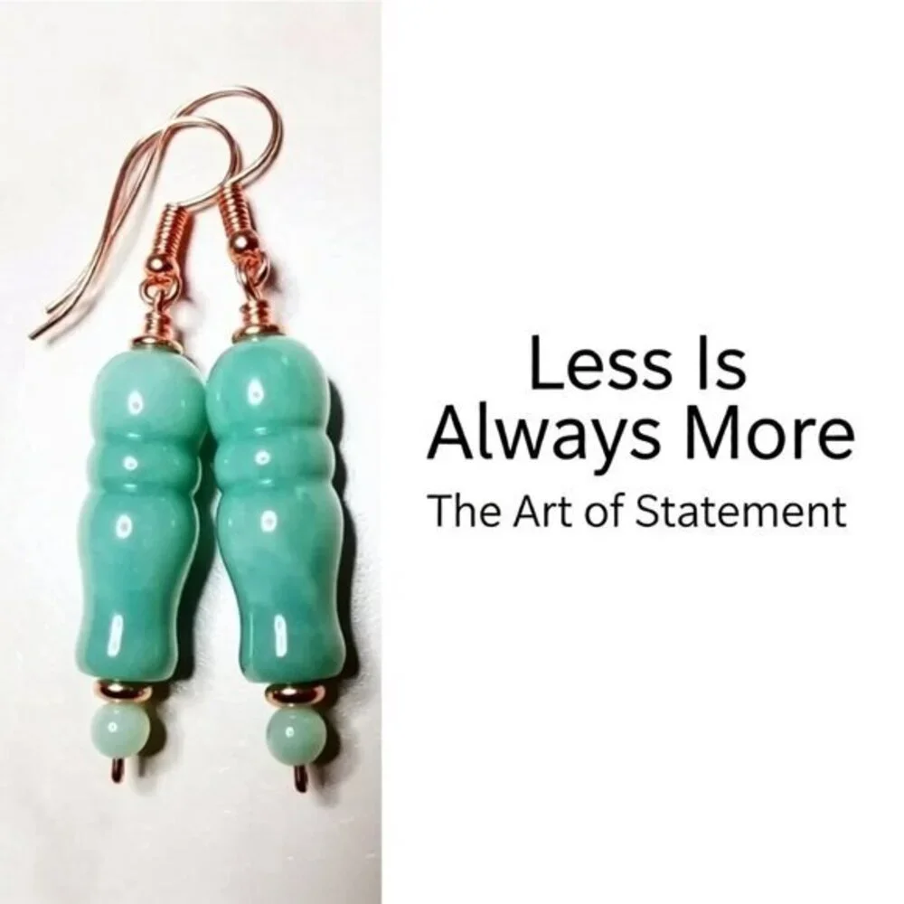 Sculpted Serenity! Green Agate & Copper Hammered Earwires - OOAK EARCANDY!!!